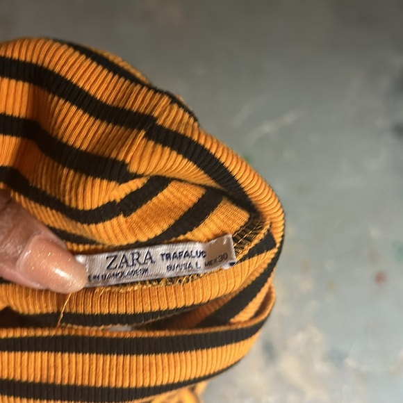Zara Black and Orange Striped Turtleneck Sweater - Picture 7 of 11